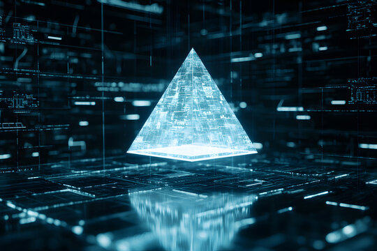 Digital pyramid structure futuristic environment 3d visualization abstract concept tech-inspired viewpoint - Powered by Adobe