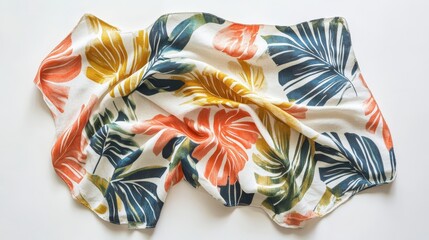 Tropical Leaf Print Linen Textile