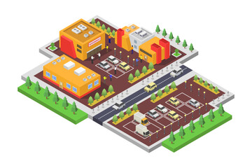 Supermarket building isometric