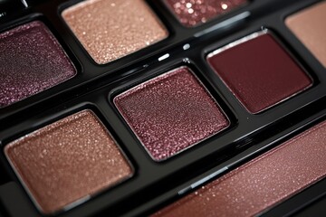 Fototapeta premium Shimmering eyeshadow palette showcases rich hues and textures, h