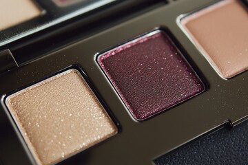Shimmering eyeshadow palette showcases rich hues with luxurious