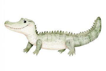 Naklejka premium Playful crocodile illustration with soft colors and charming det