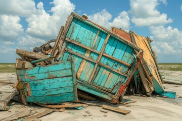 Obraz premium Ruined wooden cottages in a neglected Russian hamlet
