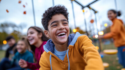 Naklejka premium A lively playground scene with friends enjoying time together