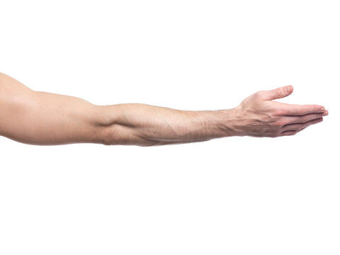 Extended man arm isolated