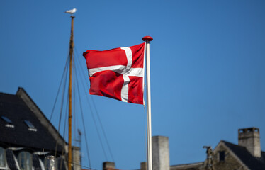 The national flag of Denmark – a symbol of independence and pride, waving against the sky