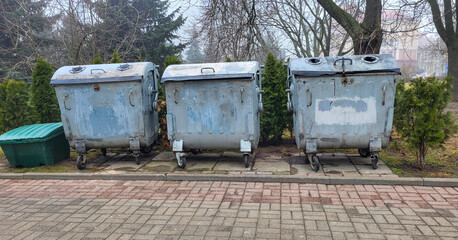 garbage bins in a specially designated place