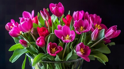 Obraz premium Bright cyclamen flowers in a spring floral arrangement.