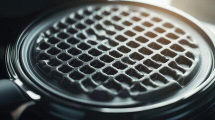 Close-up of Dark Gray Waffle Iron Grid Texture