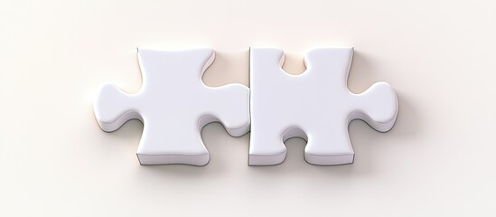 Obraz premium Two white puzzle pieces are nearly connected together closely