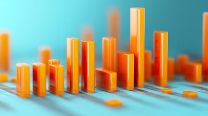 Orange charts displayed on a blue background.