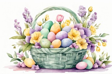 Colorful vintage watercolor easter eggs painting with decoration, holiday, culture and religion theme concept illustration texture design.