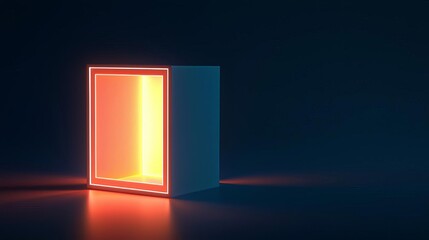 April Fool’s Day Office Abstract illuminated box with glowing edges.