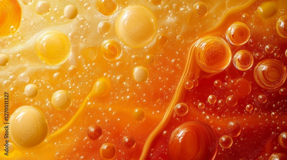 Poster Colorful water droplets gather on a sleek surface, playing with light and creating a mesmerizing effect. The smoothness enhances the vibrant hues, forming captivating patterns