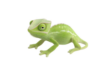 Fototapeta premium vibrant green chameleon with textured skin and large eyes, showcasing its unique features and colors. This reptile is often found in tropical environments, adding lively touch to nature
