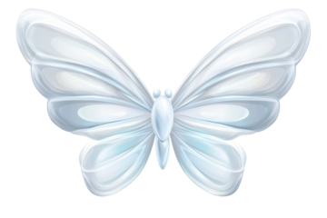 beautiful white butterfly with smooth, glossy wings, symbolizing purity and transformation. Its delicate features and elegant design evoke sense of tranquility and grace
