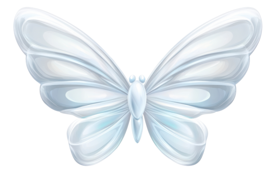 beautiful white butterfly with smooth, glossy wings, symbolizing purity and transformation. Its delicate features and elegant design evoke sense of tranquility and grace