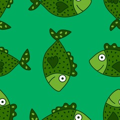 Obraz premium Ocean seamless fish pattern for wrapping paper and fabrics and linens