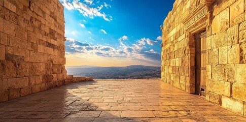 Stretching over the desert, ancient stone city walls bear the marks of time, yet they continue to project strength and tenacity, serving as a reminder of Israel's profound historical past