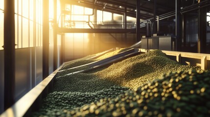 Golden Hour in a Grain Processing Plant