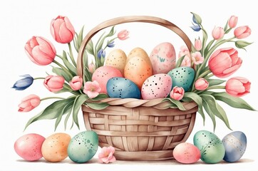 Colorful vintage watercolor easter eggs painting with decoration, holiday, culture and religion theme concept illustration texture design.