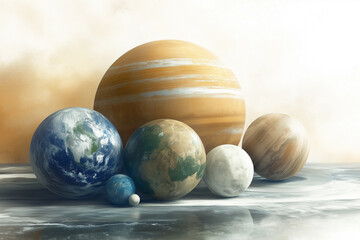 Cosmic illustration of a planets with vibrant energy