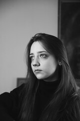 Fototapeta premium black and white portrait with a beautiful girl