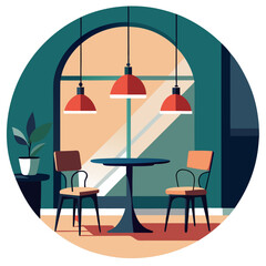 Furniture Bistro Set Vector Illustration - Cartoon, Clipart & Line Art Design, High-quality vector illustration of a furniture bistro set, including clipart, cartoon, and line art styles.