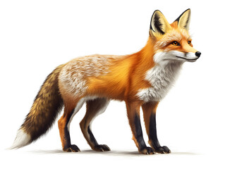 Obraz premium Cute Vector Fox With Bright Orange Fur and Expressive Blue Eyes Sits Playfully on a White Background