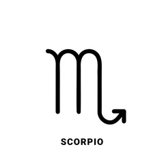 Scorpio zodiac sign, black symbol, single vector design element