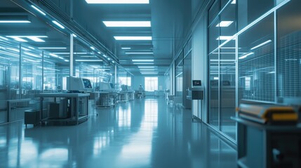 Modern Medical Lab: Sterile Corridor with High-Tech Equipment