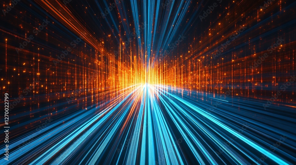 Aufkleber dynamic abstract light trails and digitized sparks creating a futuristic scene : generative ai
