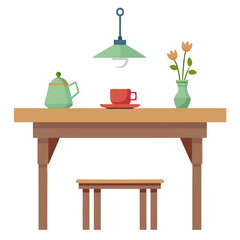Farmhouse Table Vector Illustration – Clipart, Line Art & Cartoon Design, Farmhouse table vector illustration – perfect for clipart, cartoons, and line art designs.