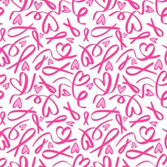 Breast cancer month seamless pink ribbon day mammogram pattern for wrapping paper and medical accessories