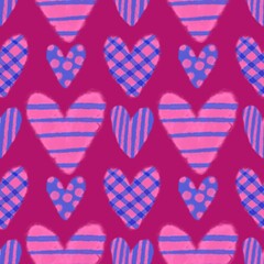 Valentine hearts seamless 14 February love pattern for wrapping paper