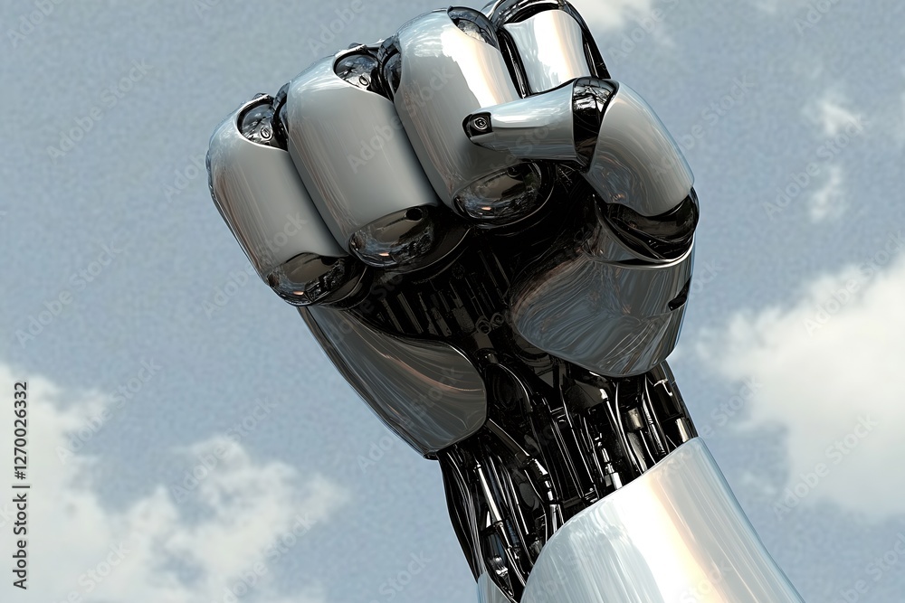 Aufkleber Robotic arm with a clenched fist symbolizing strength and innovation in technological advancements : Generative AI