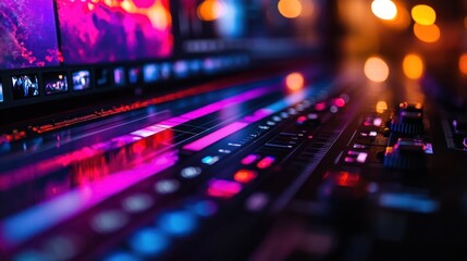 Obraz premium Professional video editing suite with color grading and timeline display