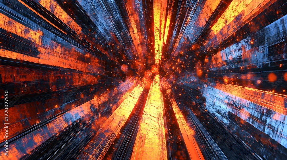 Poster Explosive Colorful Abstract Digital Background Representing Speed and Energy : Generative AI