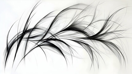 Fototapeta premium Abstract black feather design on white background, artistic, graphic, website header