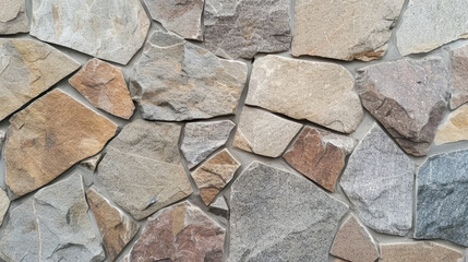 Natural stone wall with various textures and colors, showcasing earthy tones and irregular shapes, perfect for rustic or modern designs