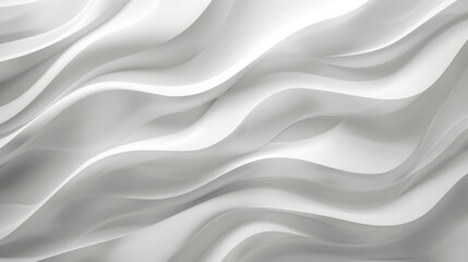 Fototapeta premium Abstract white wave pattern with smooth curves and shadows creating depth and texture, ideal for backgrounds and modern design