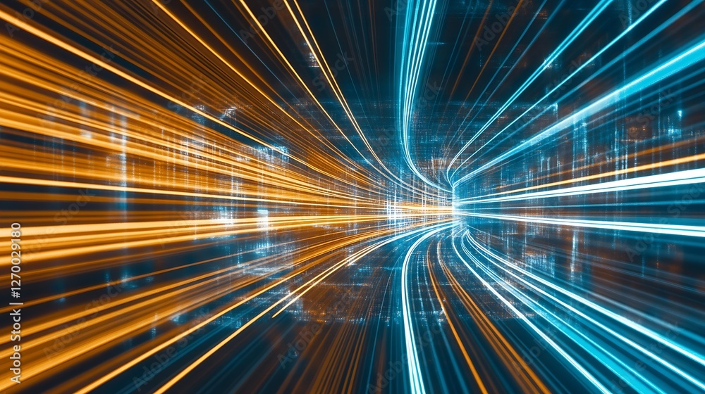 Leinwandbilder captivating light waves and digital interplay forming a streamlined motion effect : generative ai