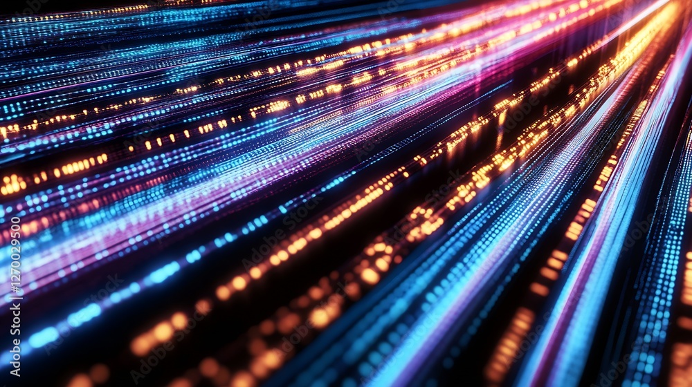 Aufkleber colorful flowing lines in a modern digital space representing speed and innovation in technology : g