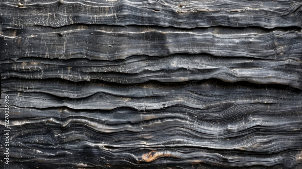 Poster textured black wood with wavy patterns creates striking visual effect. natural lines and grooves add