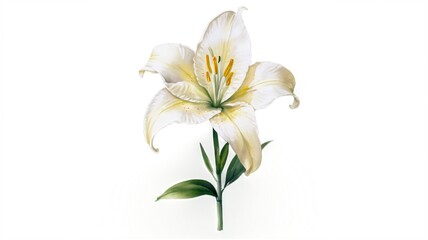 Fototapeta premium Hand-painted watercolor Easter lily with subtle details.