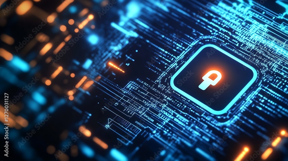 Poster Digital Lock Icon Representing Advanced Cybersecurity Measures in Modern Technology : Generative AI