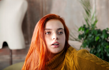 beautiful young girl in the studio