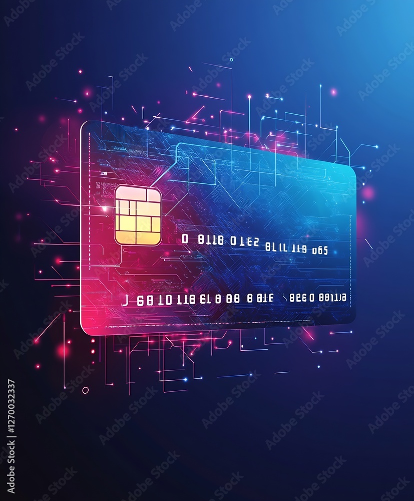 Poster Modern Cyber Security Concept Featuring a Digital SIM Card in Motion : Generative AI
