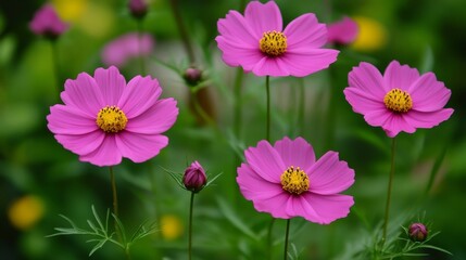 Obraz premium Vibrant Pink Cosmos Flowers in a Garden