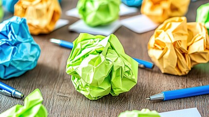 Creative brainstorming session office workspace photography casual environment overhead view innovative ideas